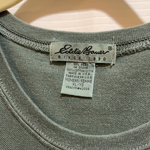 VINTAGE EDDIE BAUER TUNIC/TEE DISTRESSED STONE WASH 100% COTTON SZ XL KNIT MOSS - Picture 4 of 6